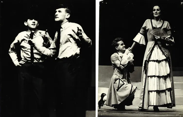Two black and white photographs