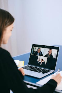 People on a laptop video call