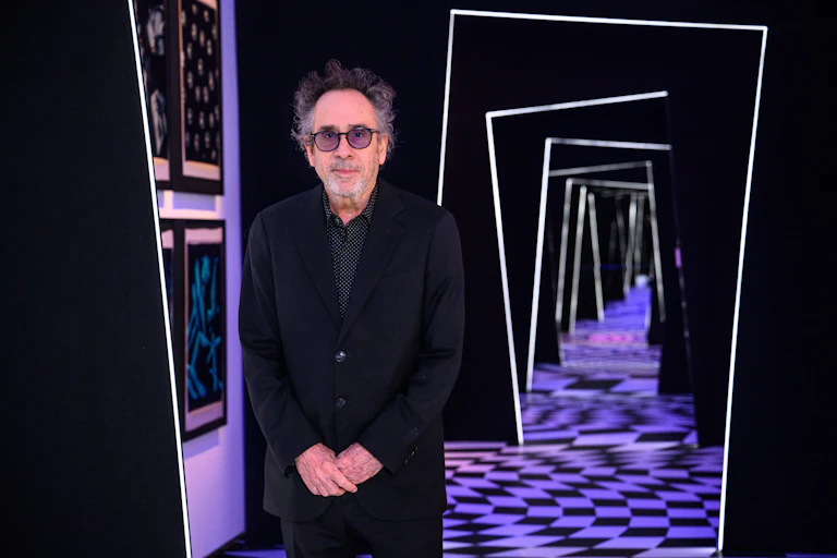 Tim Burton in a house of fun-style corridor.