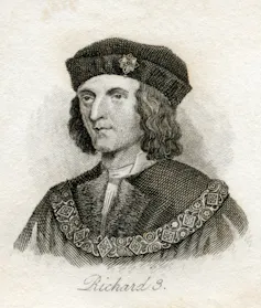 A black and white drawing of Richard III.