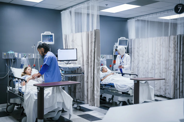 Creative Images & Video Creative Images & Video Images Creative Editorial Video Creative Editorial Search by image or video Doctor and nurse with patients in hospital