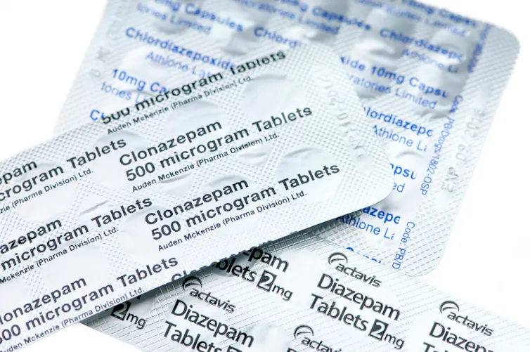 Blister packs of benzos, including clonazepam.