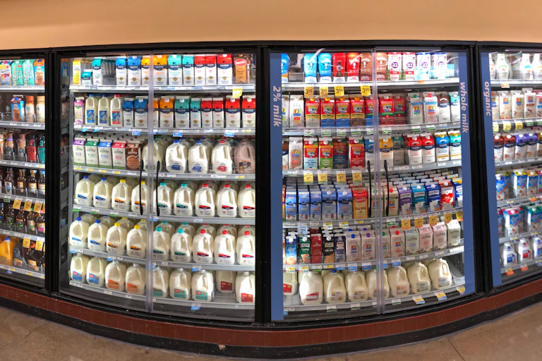 chilled aisle in an American supermarket