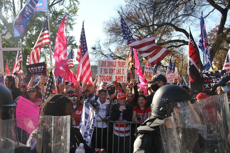 Trump and Biden Supporters clash at the Supreme Court in Washington DC. November 14, 2020.