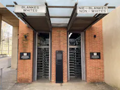 Apartheid entrances - one entrance says whites and another says non-whites