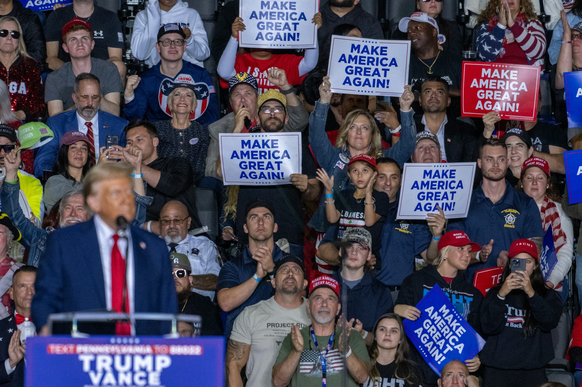 Donald Trump at a campaign rally in Pennsylvania.