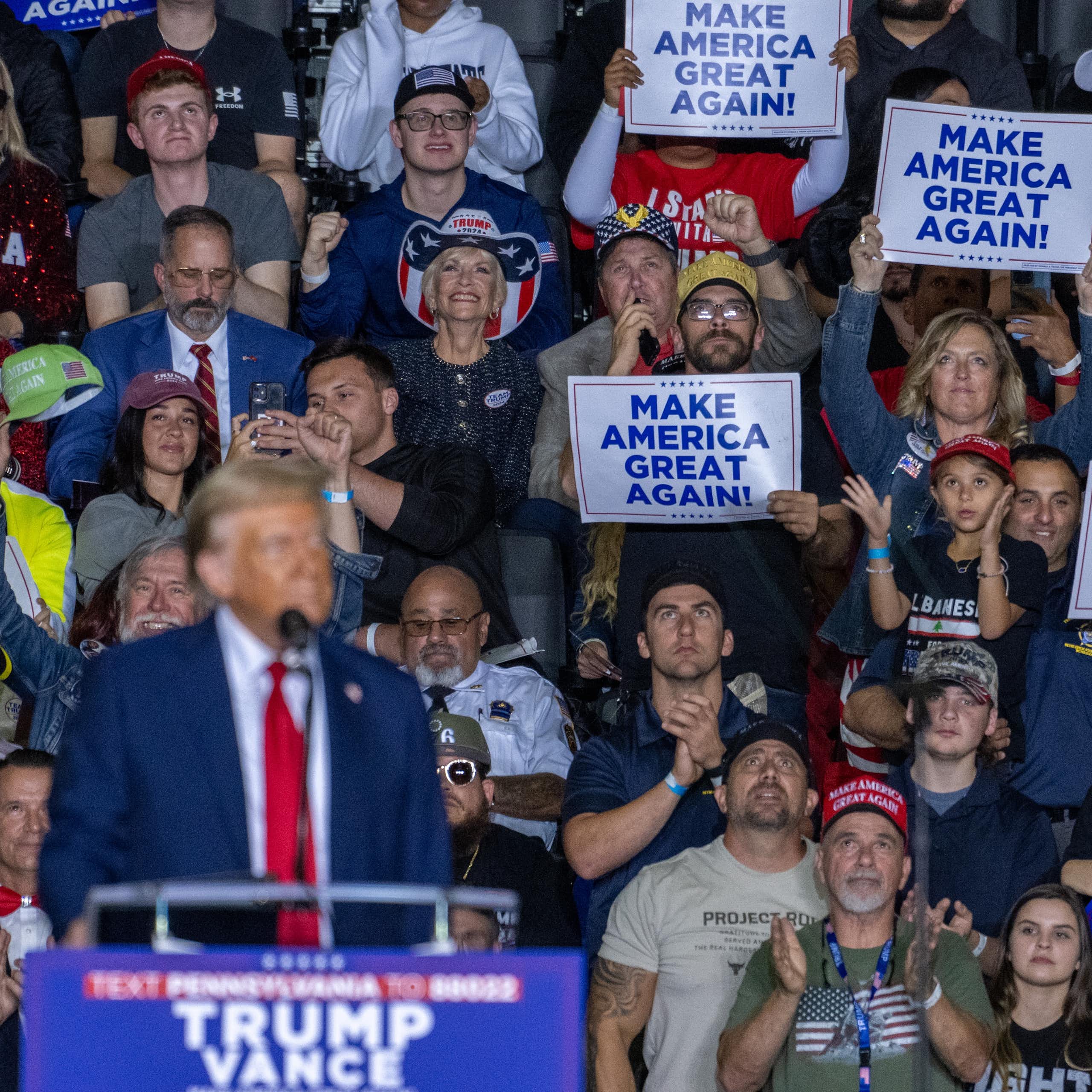 Donald Trump at a campaign rally in Pennsylvania.