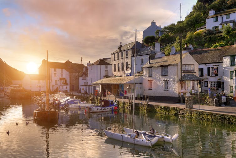 Houses overlooking small harbour.