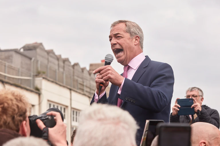 Nigel Farage speaking.