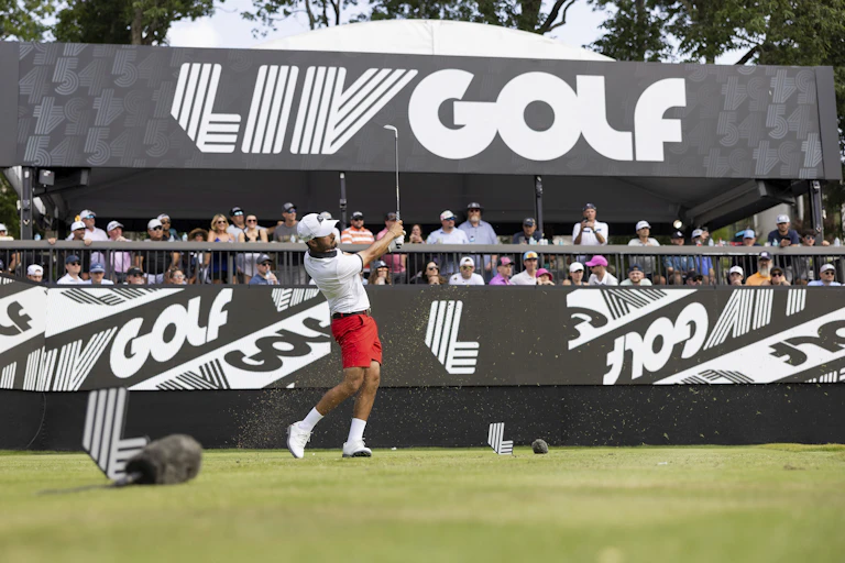 Abraham Ancer in action during a LIV golf tournament in 2024