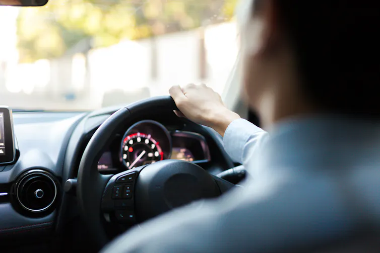 Man driving to work