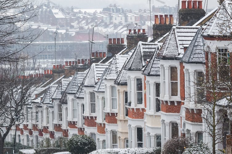 Row of houses in winter