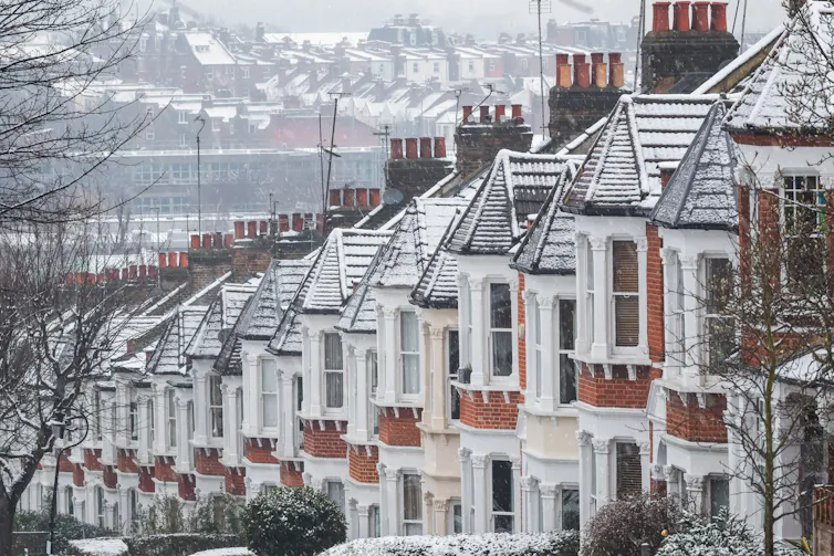 Row of houses in winter