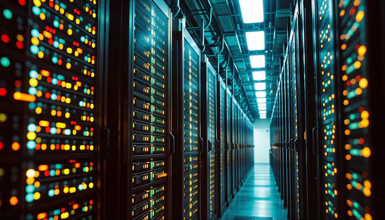 Rows of computer servers