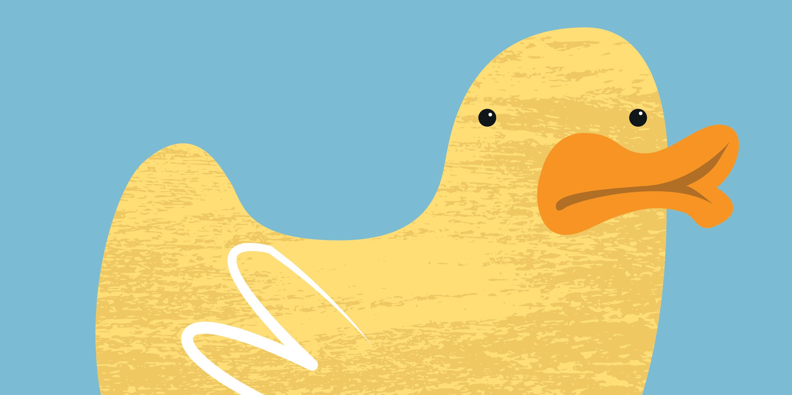 A drawing of a duck with bandages on one leg.