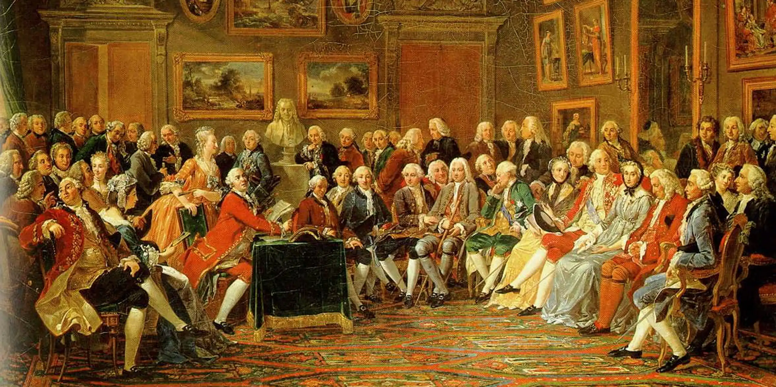 Lecture de la tragédie "L'orphelin de la Chine" de Voltaire dans le salon de madame Geoffrin.