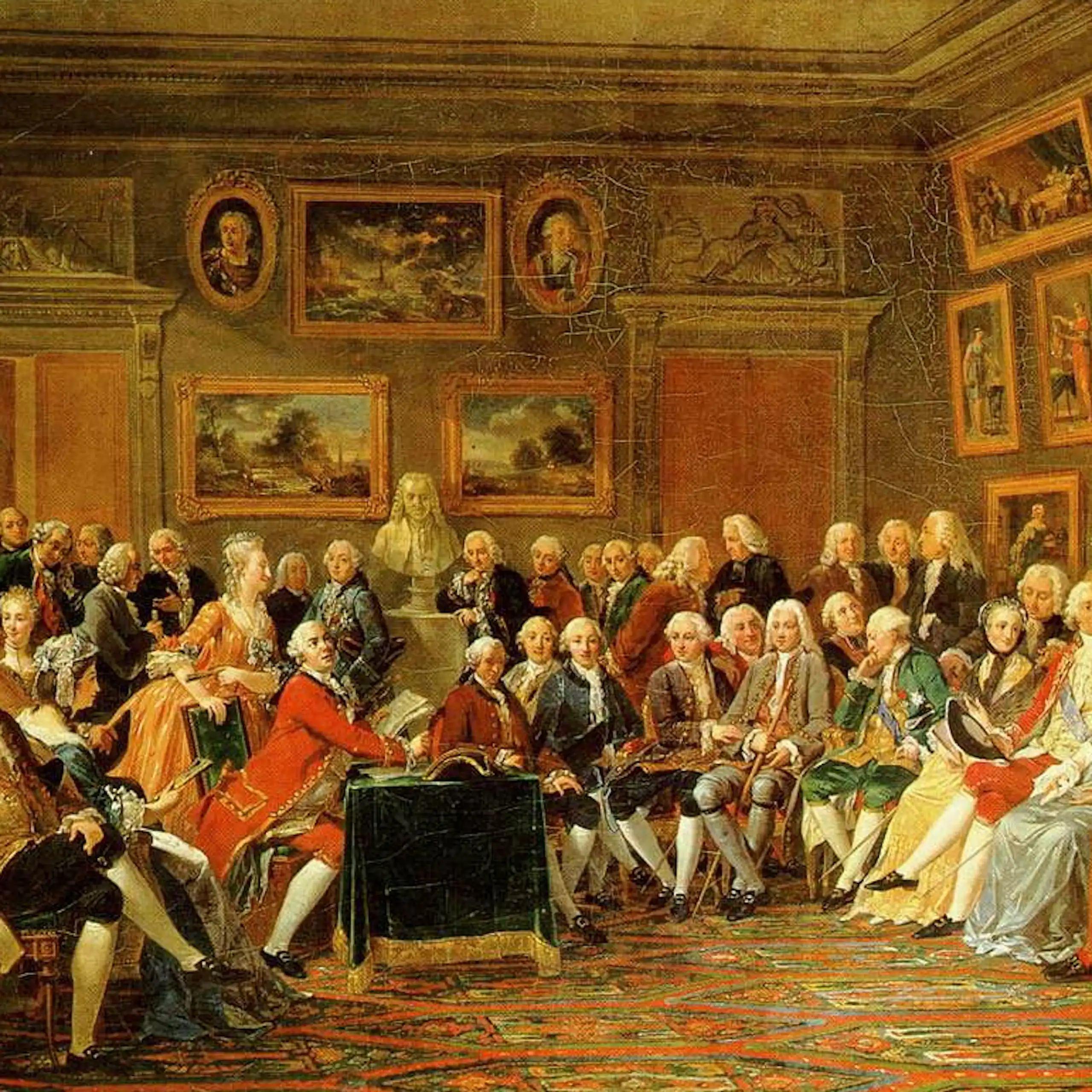 Lecture de la tragédie "L'orphelin de la Chine" de Voltaire dans le salon de madame Geoffrin.