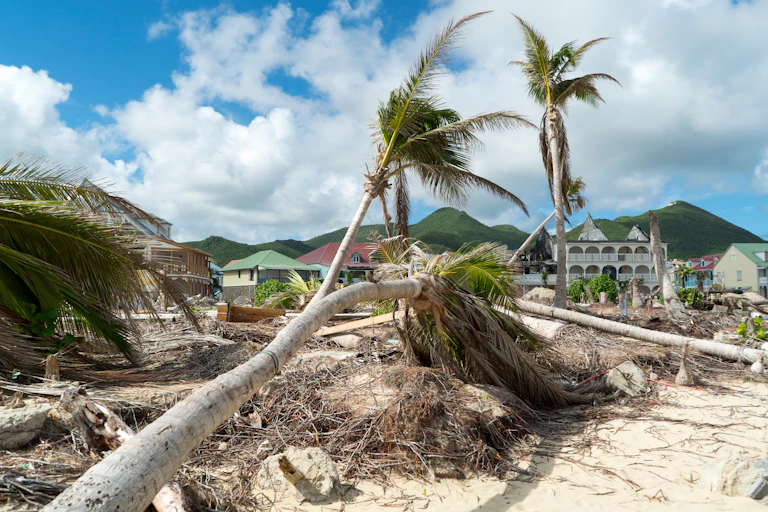 Hurricane damage in Caribbean