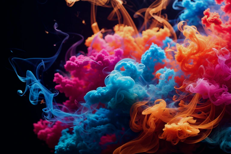 Photo of swirls of coloured smoke