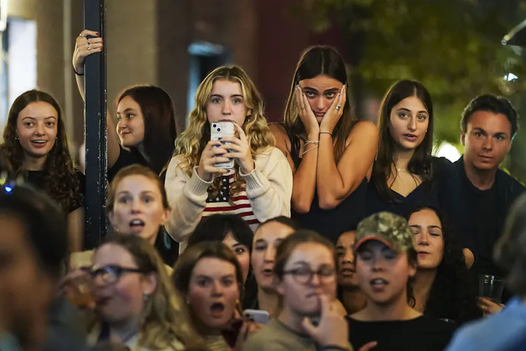 Voters waiting for the results in Washington DC.