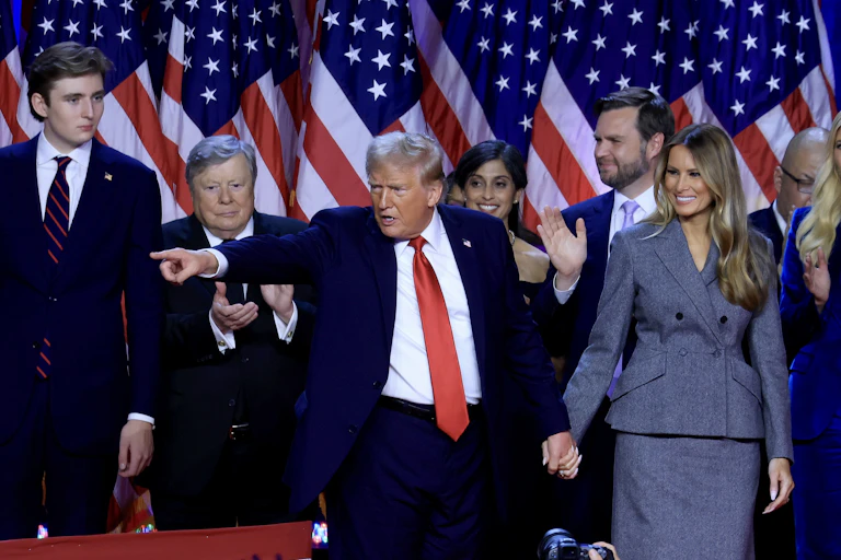 Donald Trump addresses supporters in West Palm Beach.