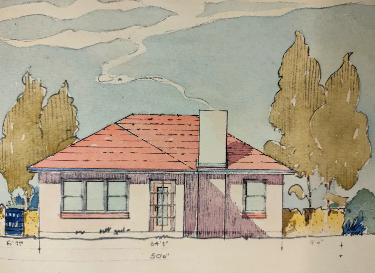 Illustration of a house built under the War Service Homes Scheme