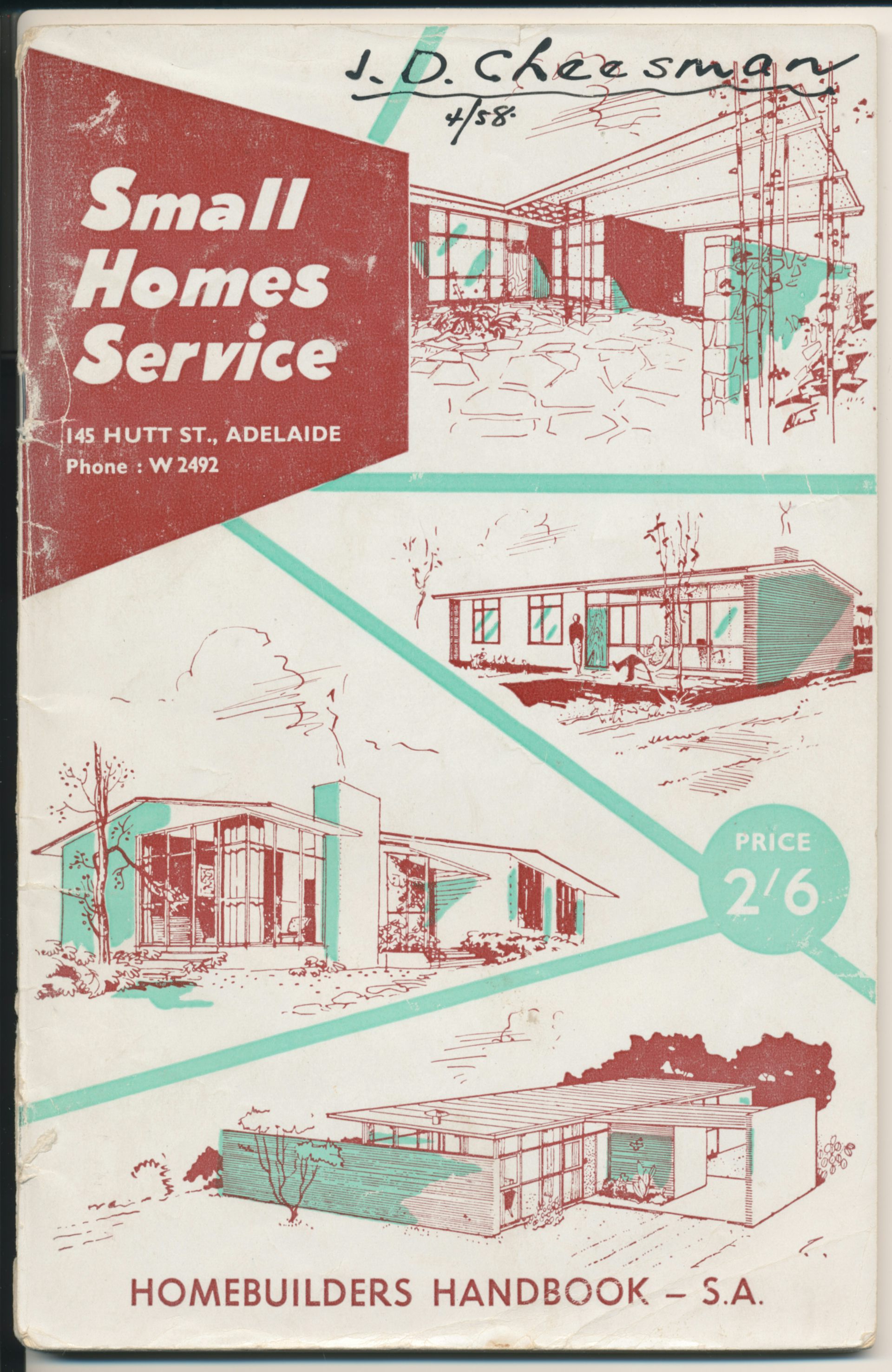 Cover of 1953 Homebuilders Handbook from the Small Homes Service of South Australia