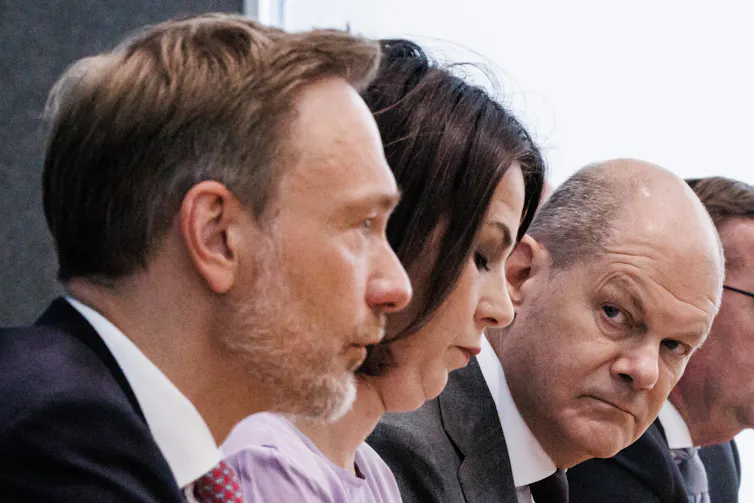 Christian Lindner, Annalena Baerbock and Olaf Scholz.