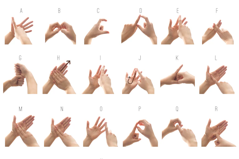 hand signs for letters fo the alphabet representing British sign language