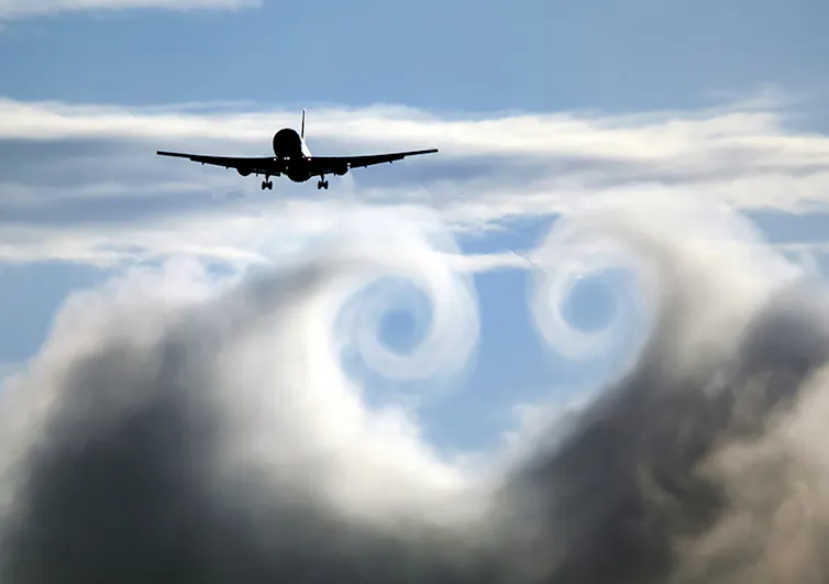 Tourbillons dans le sillage d’un avion