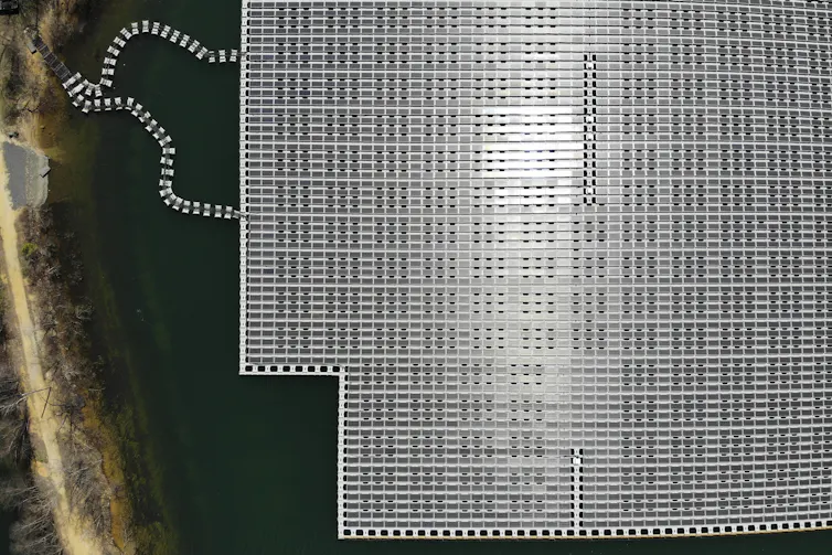 solar panels floating on water