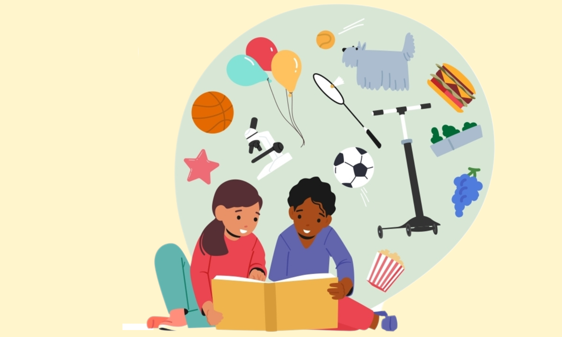 Children reading illustration