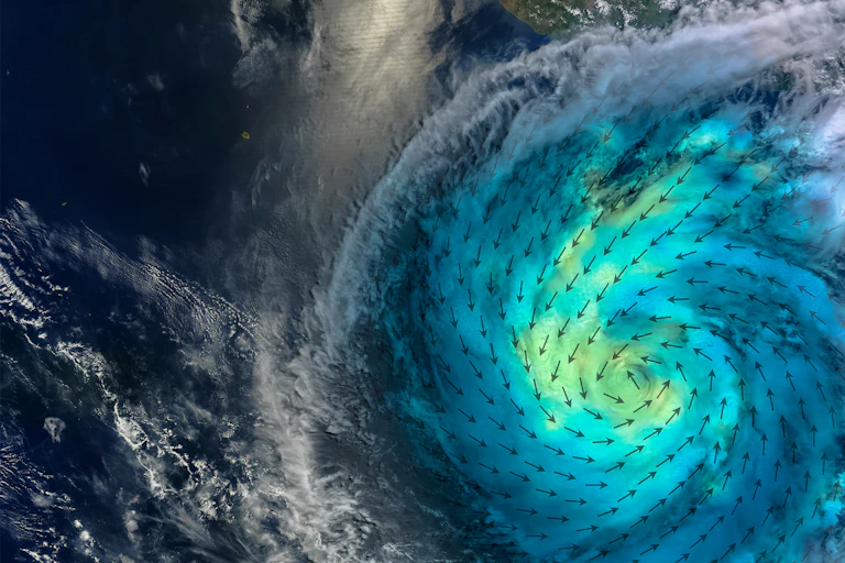 Hurricane with added wind speed direction