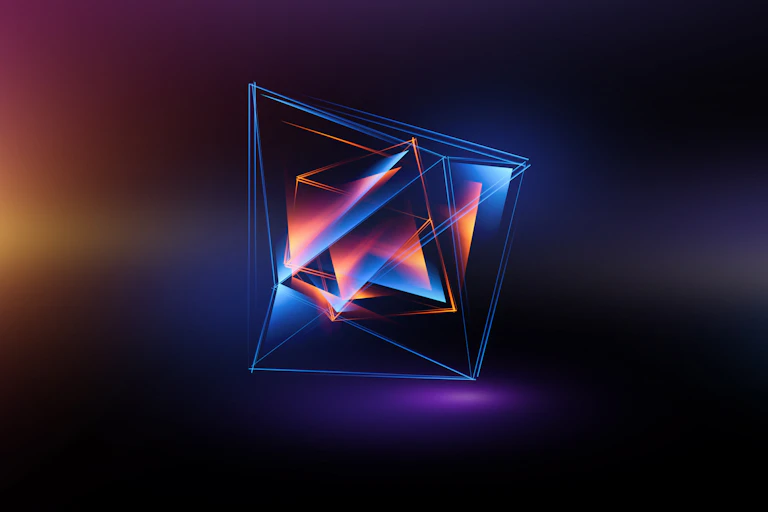 Abstract illustration of a geometrical shape floating in space