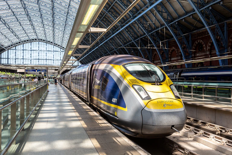 eurostar train sitting at a station platform