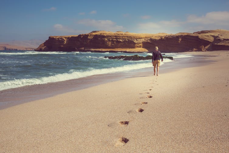 Person walks on the beach