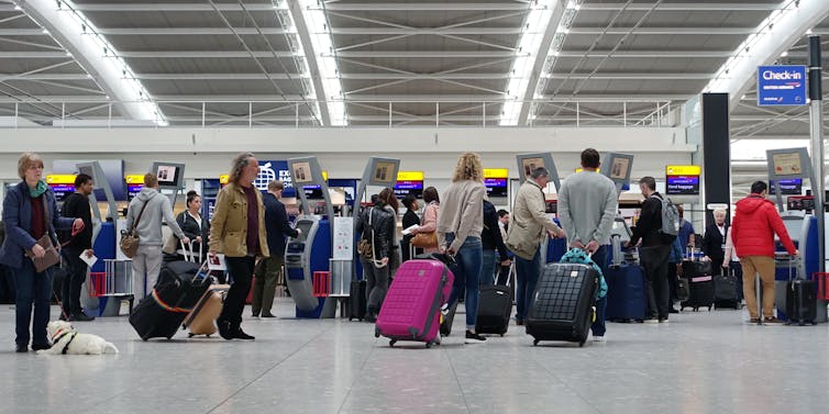 busy airport scene