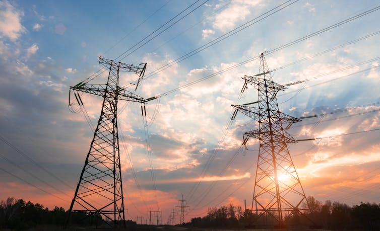 transmission lines sunrise