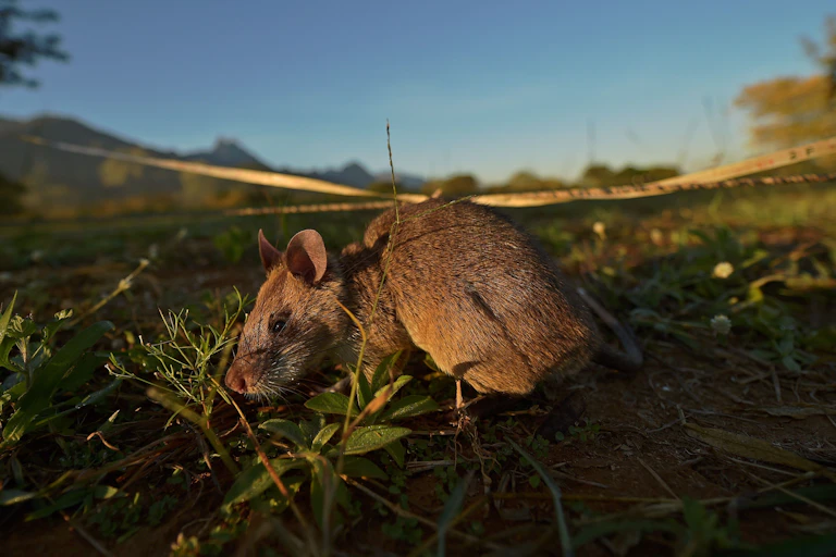 Ground level view of a rodent