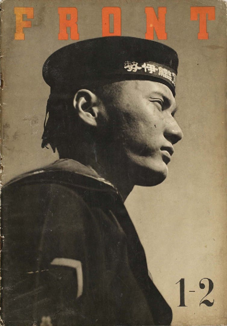 A black and white photo of a sailor staring into the distance.
