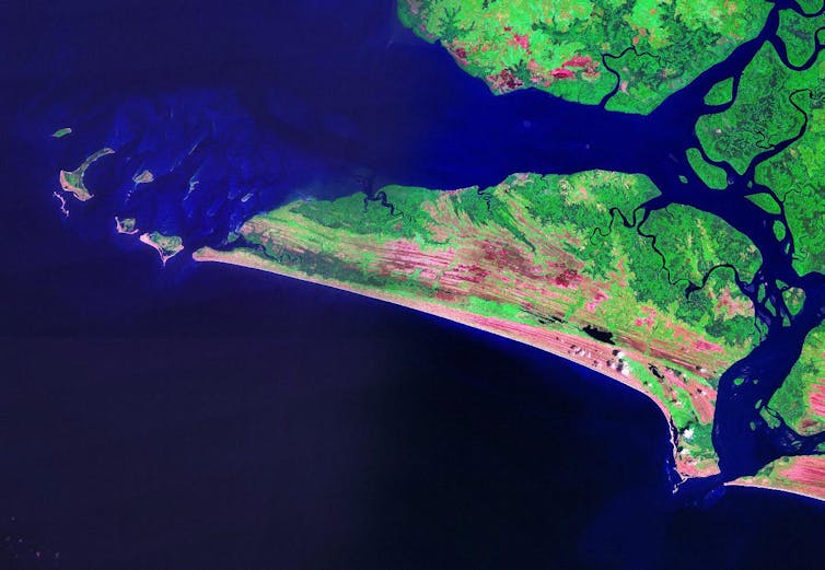 A satellite image of Sherbro Island.