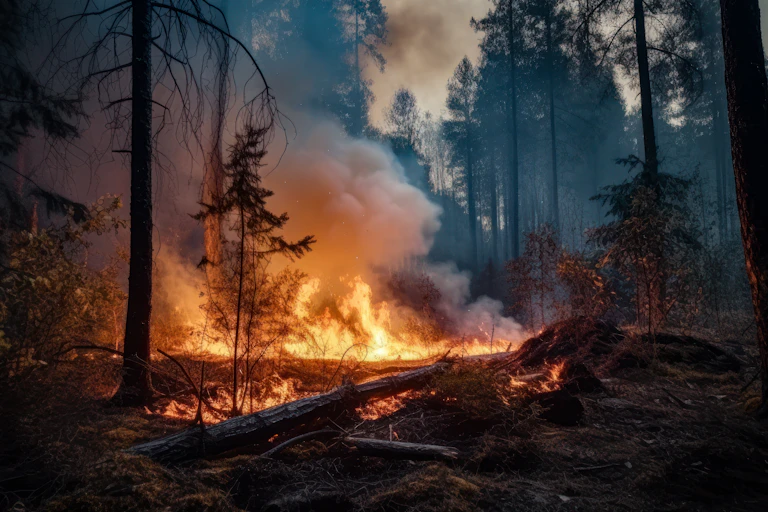A forest fire.