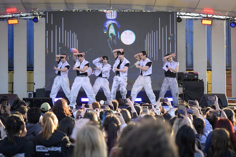 Six dancers on stage.