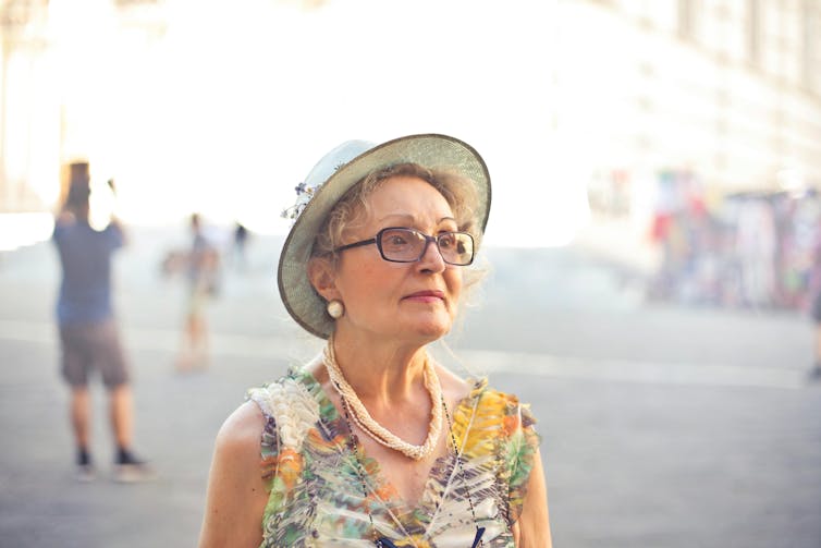 A woman is on holidays.