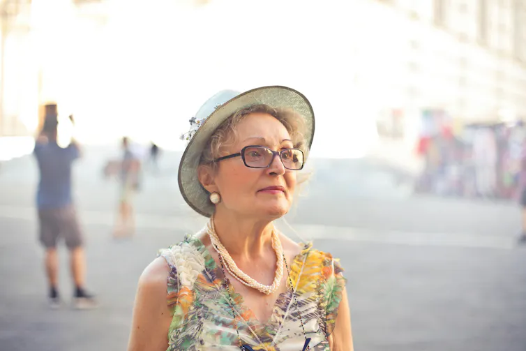 A woman is on holidays.
