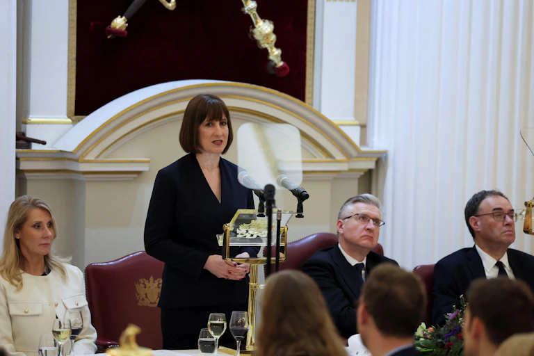 Rachel Reeves gives a speech,