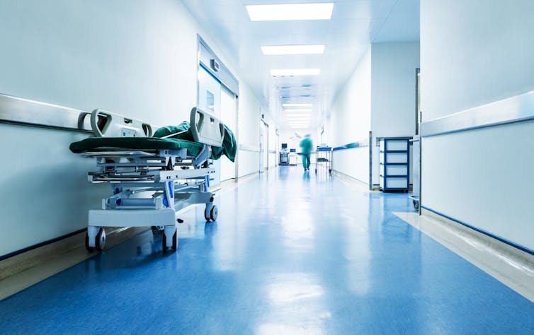 A hospital corridor.