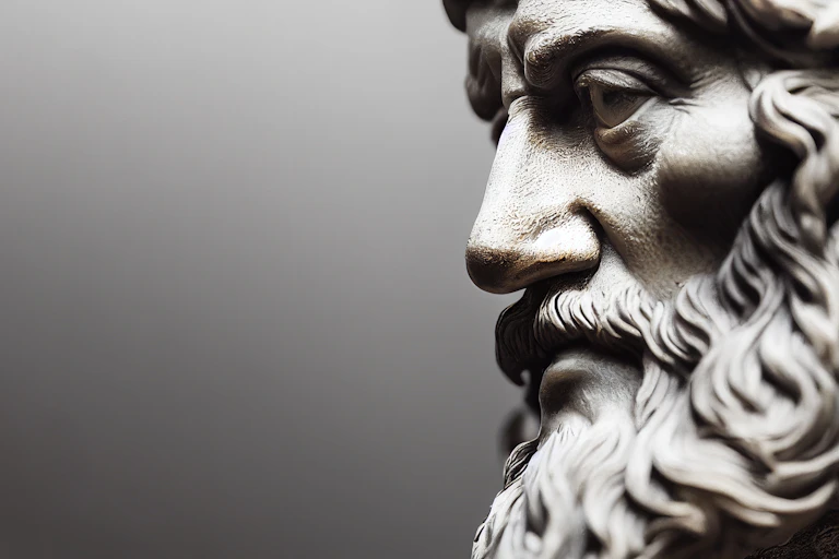 A statue of a bearded man.