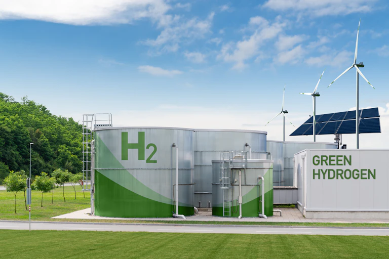 A concept image for green hydrogen production from renewable energy sources