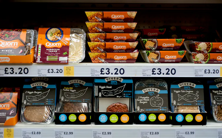 plant-based ranges in a supermarket fridge.